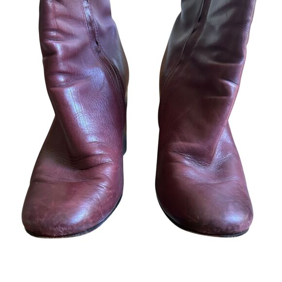 FRYE Burgundy Leather Heeled Ankle Booties Sz 9‎ - Picture 5 of 7